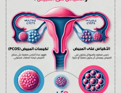 ما الفرق بين تكيسات المبيض والأكياس على المبيض